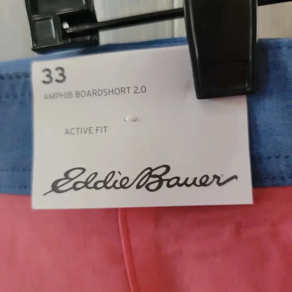 Eddie Bauer Men's Amphib Board Pink Polyester Blend Shorts 2.0 Size 33